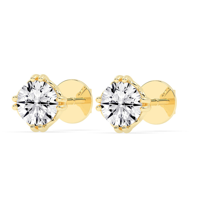 Regal Crown-Set Solitaire 925 Silver 18k Gold Plated Statement Stud Earrings