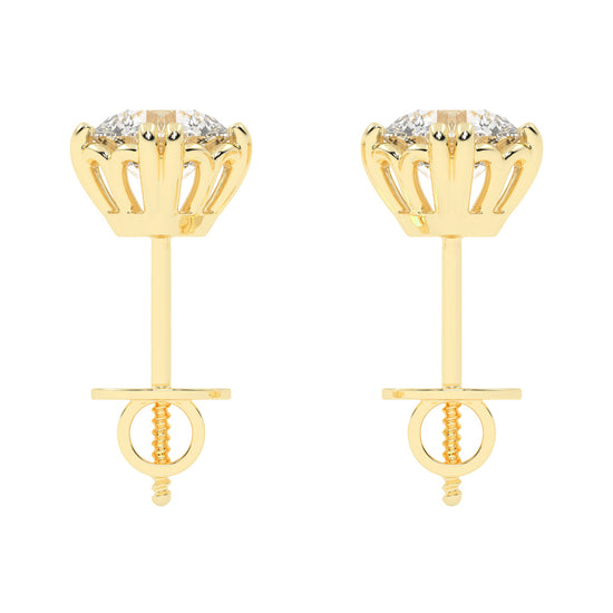 Regal Crown-Set Solitaire 925 Silver 18k Gold Plated Statement Stud Earrings