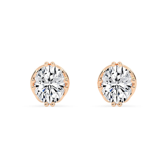 0.25Ct Oval Shape Gold Solitaire Studs Earrings
