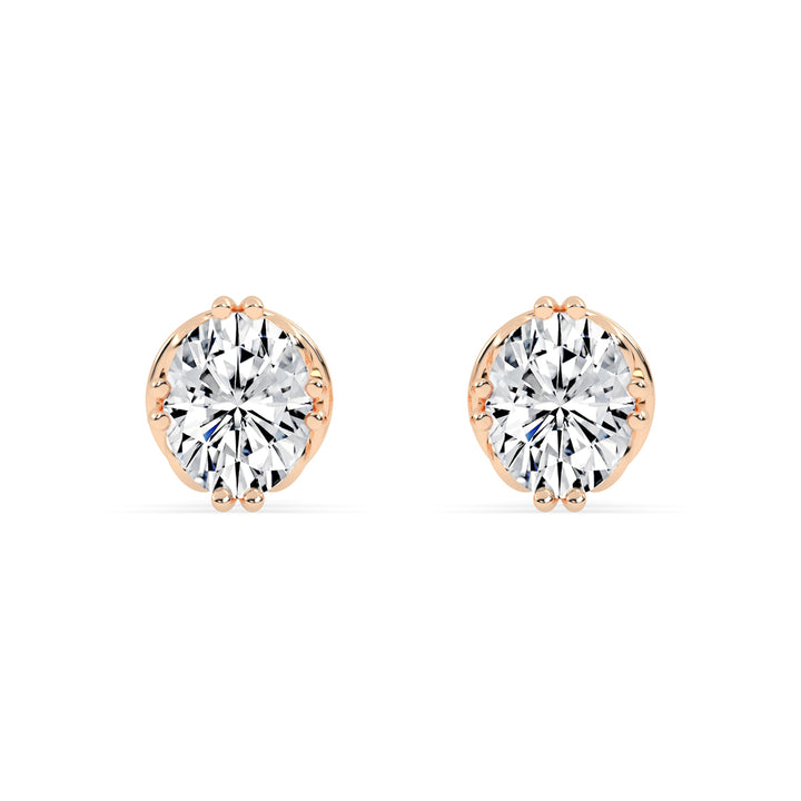 0.25Ct Oval Shape Gold Solitaire Studs Earrings