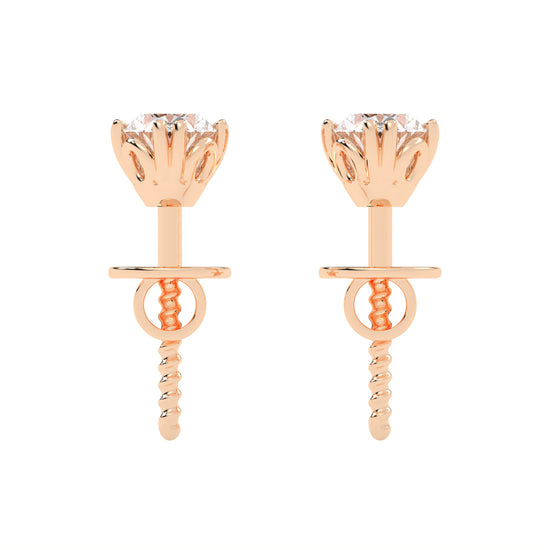 0.25Ct Oval Shape Gold Solitaire Studs Earrings