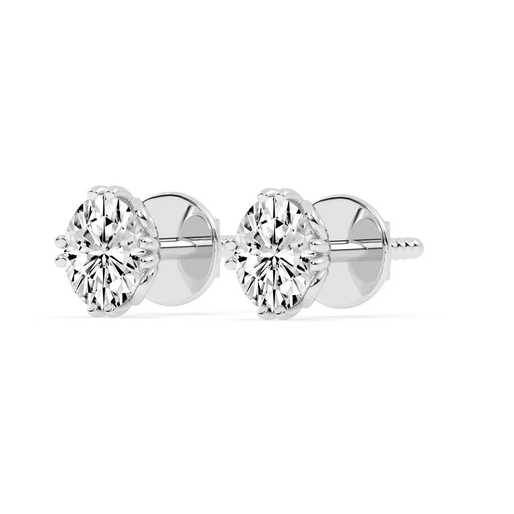 0.25Ct Oval Shape Gold Solitaire Studs Earrings