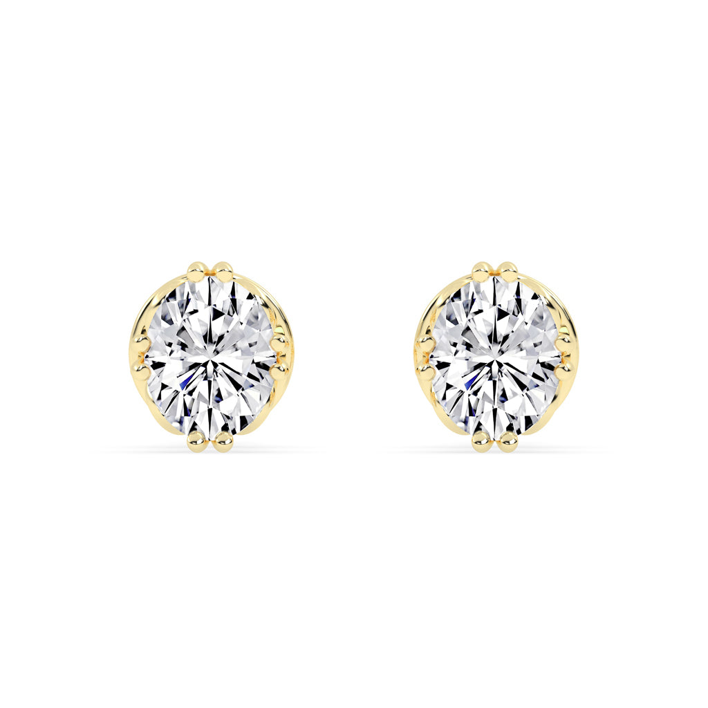 0.25Ct Oval Shape Gold Solitaire Studs Earrings
