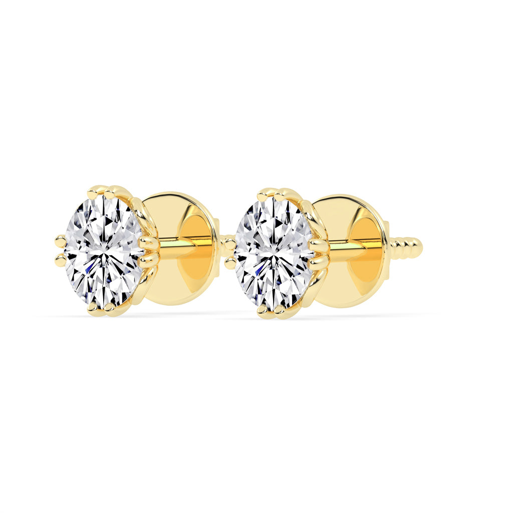 0.25Ct Oval Shape Gold Solitaire Studs Earrings