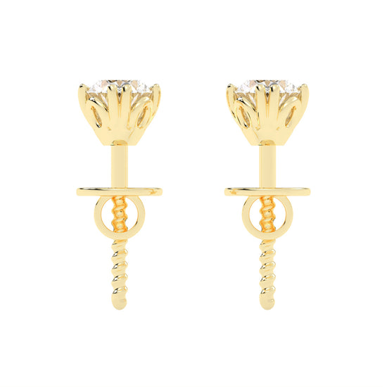 0.25Ct Oval Shape Gold Solitaire Studs Earrings