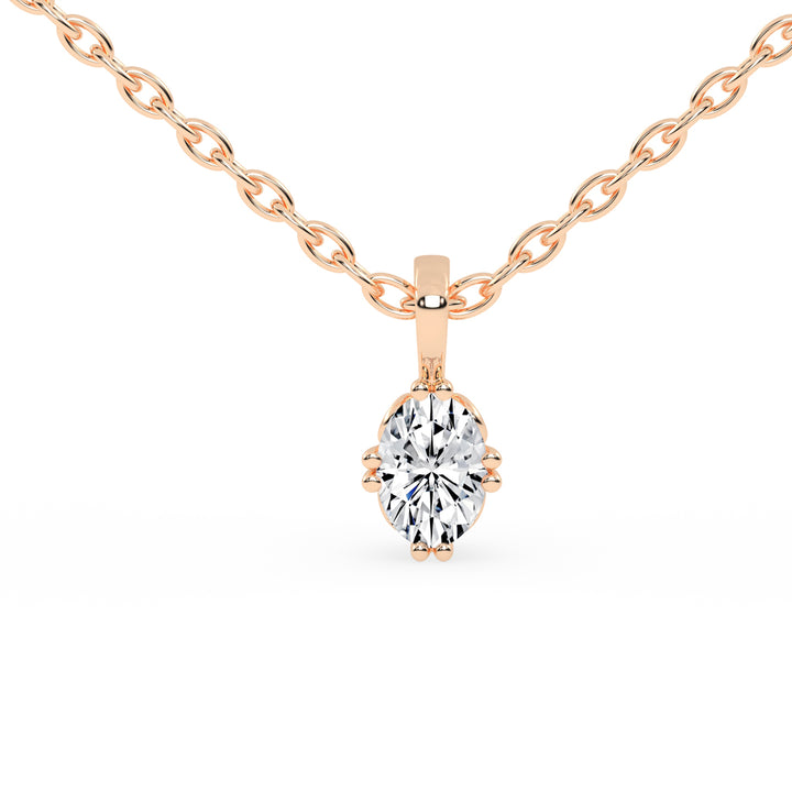 0.75Ct Oval Shape Gold Solitaire Pendants