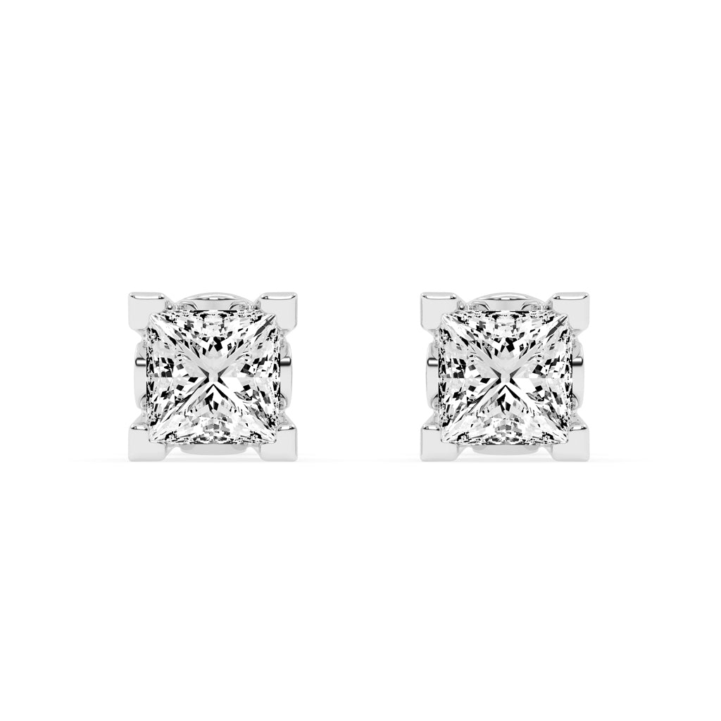 0.5Ct Princess Shape Rose Gold Solitaire Studs Earrings