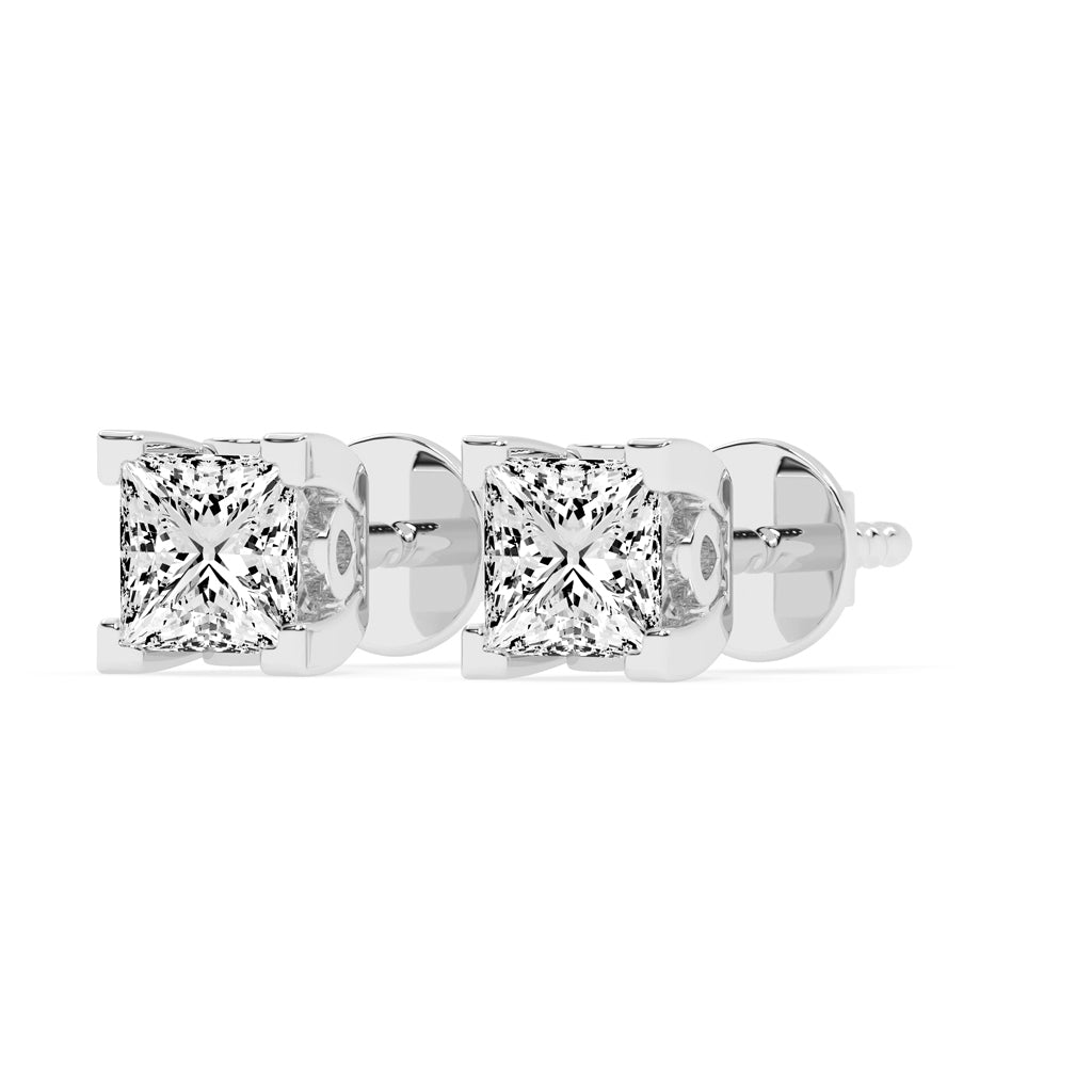 0.5Ct Princess Shape Rose Gold Solitaire Studs Earrings