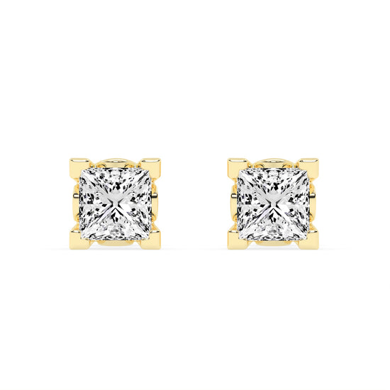 0.5Ct Princess Shape Rose Gold Solitaire Studs Earrings