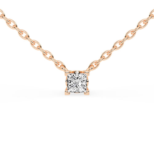 0.5Ct Princess Shape Rose Gold Solitaire Pendants