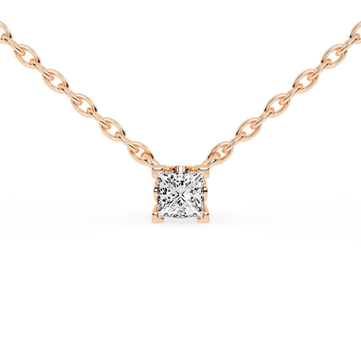 0.5Ct Princess Shape Rose Gold Solitaire Pendants