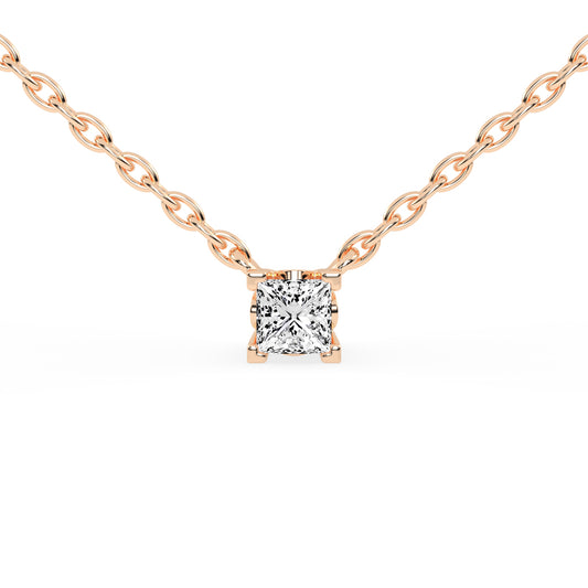 0.5Ct Princess Shape Rose Gold Solitaire Pendants