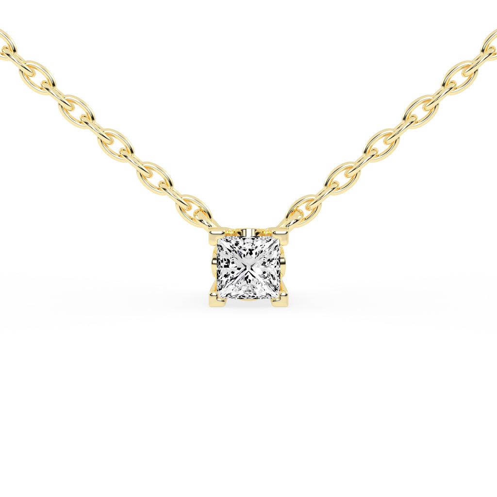 0.5Ct Princess Shape Rose Gold Solitaire Pendants