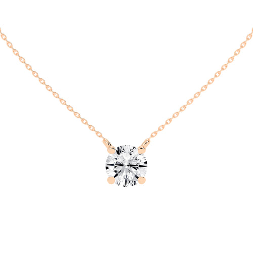 1.5Ct Round Shape Rose Gold Solitaire Pendants