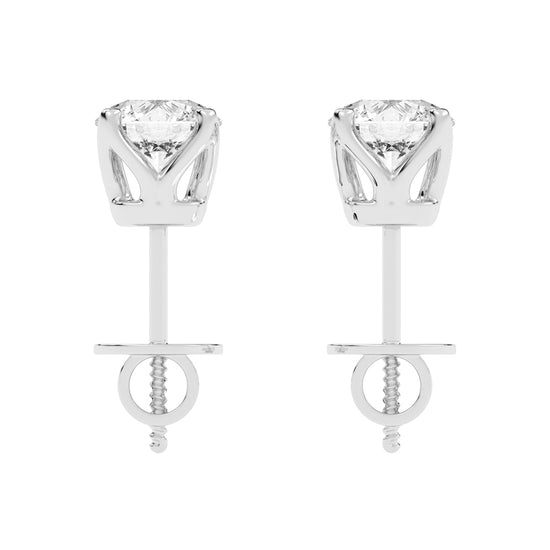 1Ct Round Shape Rose Gold Solitaire Studs Earrings