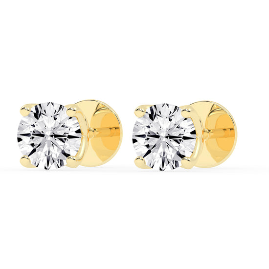 1Ct Round Shape Rose Gold Solitaire Studs Earrings