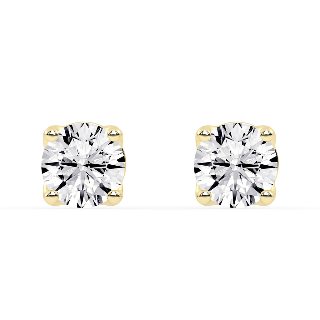 1Ct Round Shape Rose Gold Solitaire Studs Earrings