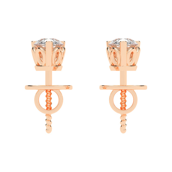 0.75Ct Pear Shape Gold Solitaire Studs Earrings