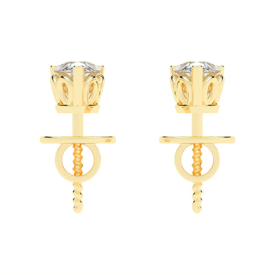0.75Ct Pear Shape Gold Solitaire Studs Earrings