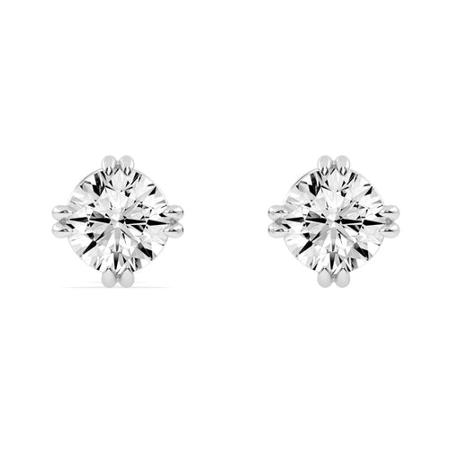 1Ct Round Shape Rose Gold Solitaire Studs Earrings