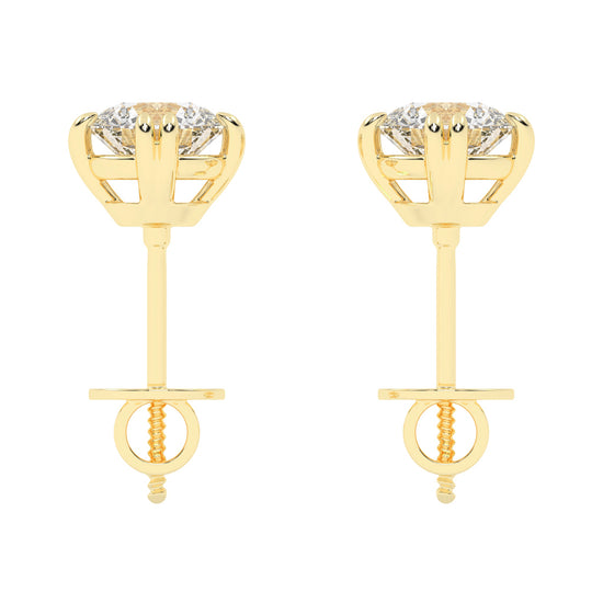 1Ct Round Shape Rose Gold Solitaire Studs Earrings