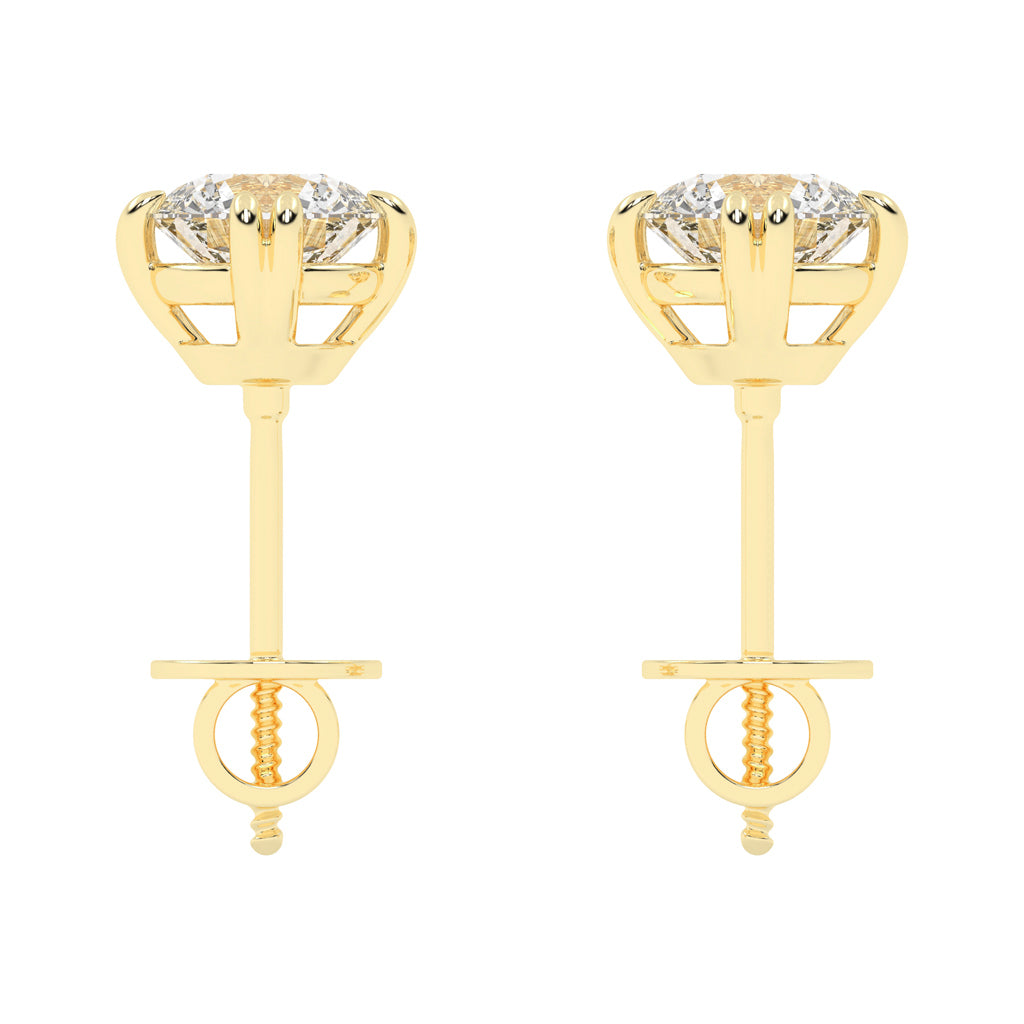 1Ct Round Shape Rose Gold Solitaire Studs Earrings
