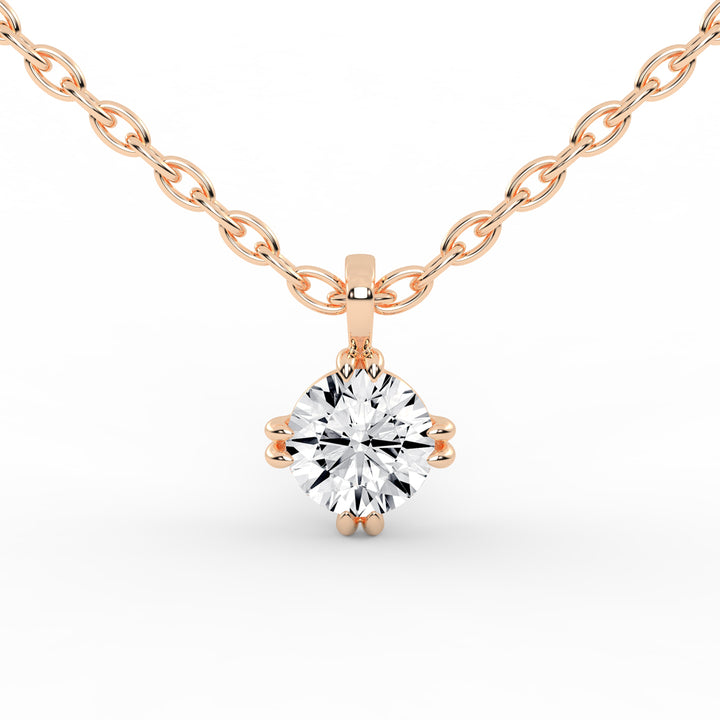 1Ct Round Shape Gold Solitaire Pendants
