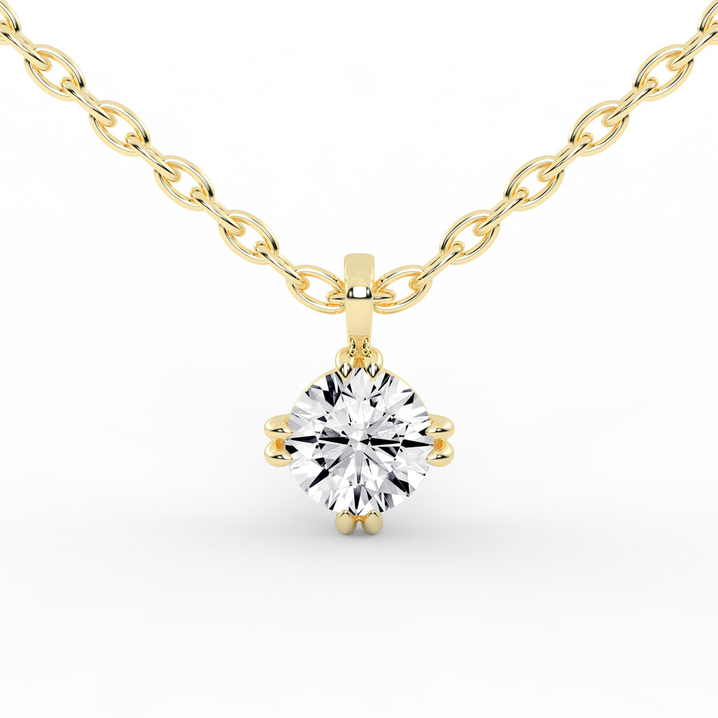 1Ct Round Shape Gold Solitaire Pendants