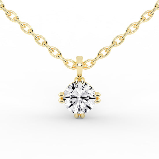 1Ct Round Shape Gold Solitaire Pendants