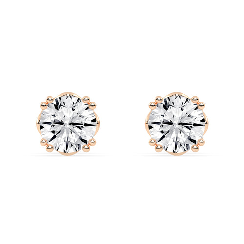 1Ct Round Shape Yellow Gold Solitaire Studs Earrings