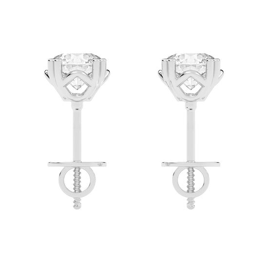 1Ct Round Shape Yellow Gold Solitaire Studs Earrings