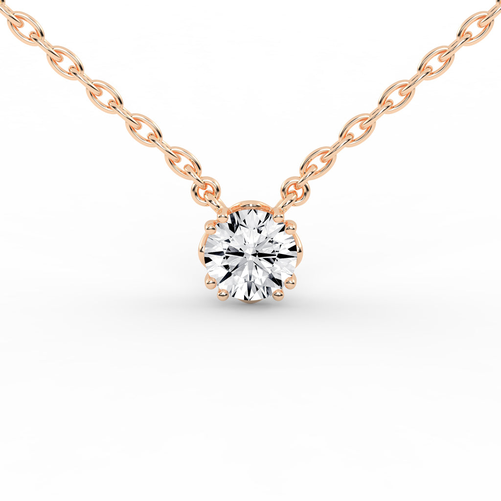 1Ct Round Shape Rose Gold Solitaire Pendants
