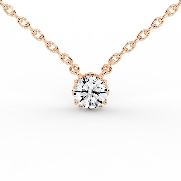 1Ct Round Shape Rose Gold Solitaire Pendants