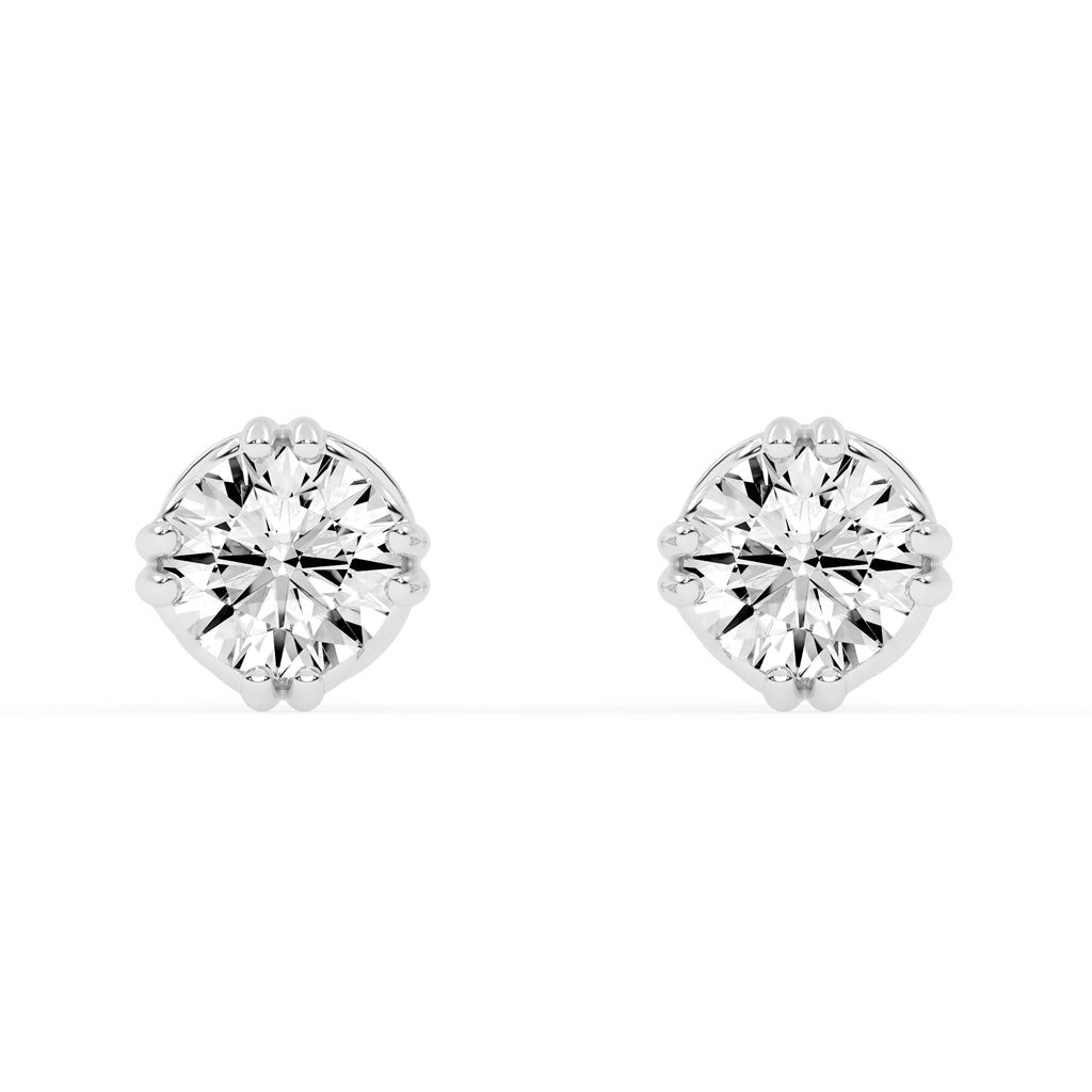 1Ct Round Shape Yellow Gold Solitaire Studs Earrings