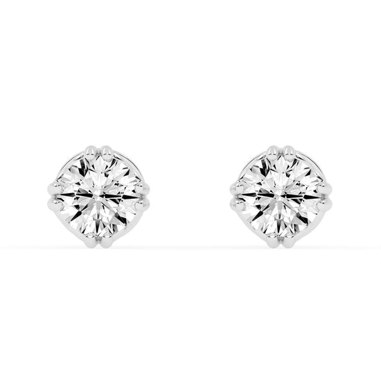 1Ct Round Shape Yellow Gold Solitaire Studs Earrings