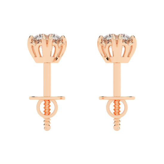 1Ct Round Shape Yellow Gold Solitaire Studs Earrings