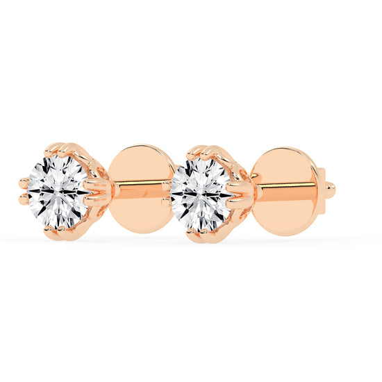 1Ct Round Shape Yellow Gold Solitaire Studs Earrings