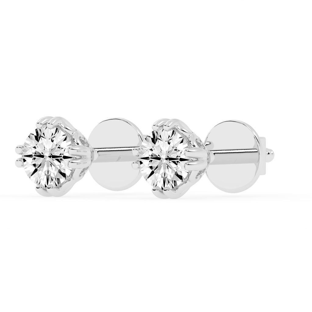1Ct Round Shape Yellow Gold Solitaire Studs Earrings