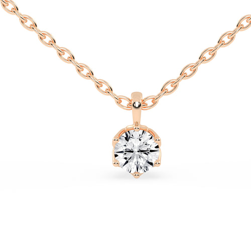 1Ct Round Shape Yellow Gold Solitaire Pendants