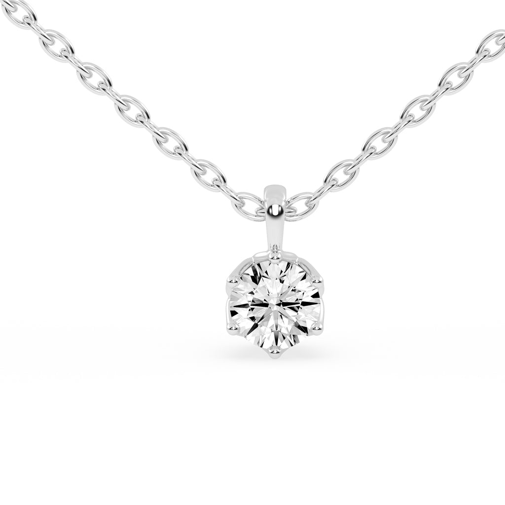 1Ct Round Shape Yellow Gold Solitaire Pendants
