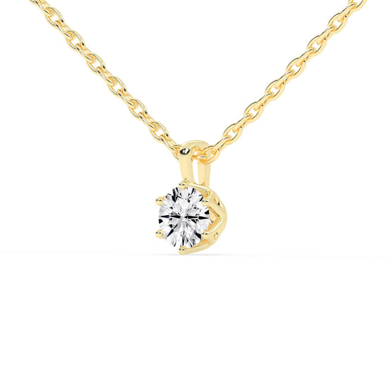 1Ct Round Shape Yellow Gold Solitaire Pendants