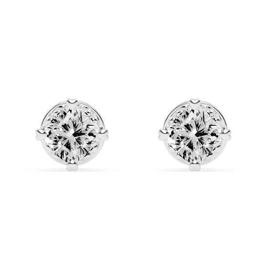 0.75Ct Princess Shape Rose Gold Solitaire Studs Earrings