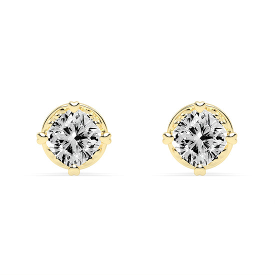 0.75Ct Princess Shape Rose Gold Solitaire Studs Earrings