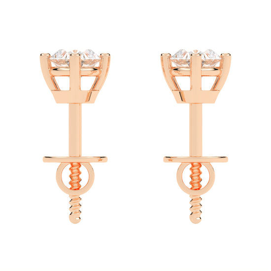 0.25Ct Oval Shape Yellow Gold Solitaire Studs Earrings