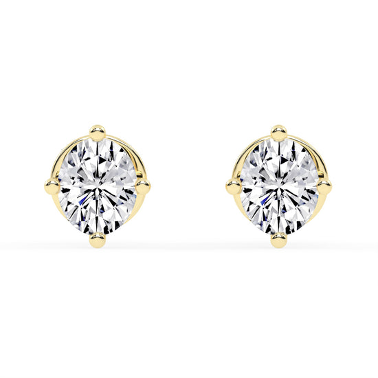 0.25Ct Oval Shape Yellow Gold Solitaire Studs Earrings