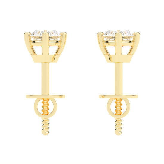 0.25Ct Oval Shape Yellow Gold Solitaire Studs Earrings