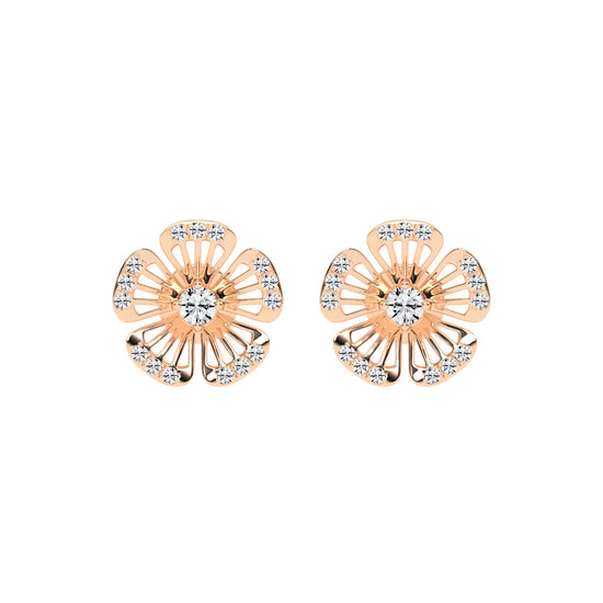0.75Ct Round Shape Yellow Gold Fancy Studs Earrings