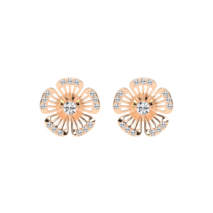 0.75Ct Round Shape Yellow Gold Fancy Studs Earrings