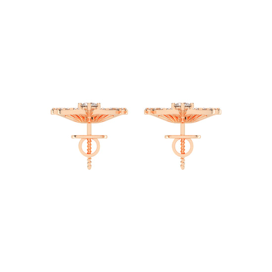 0.75Ct Round Shape Yellow Gold Fancy Studs Earrings