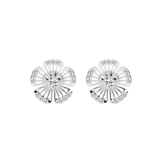 0.75Ct Round Shape Yellow Gold Fancy Studs Earrings